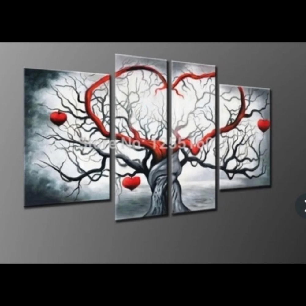 4 piece picture for wall Heart&Tree theme